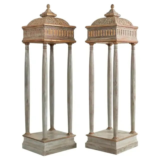 Pair of Italian Painted Altar Display Pedestal Vitrines For Sale - Image 13 of 13