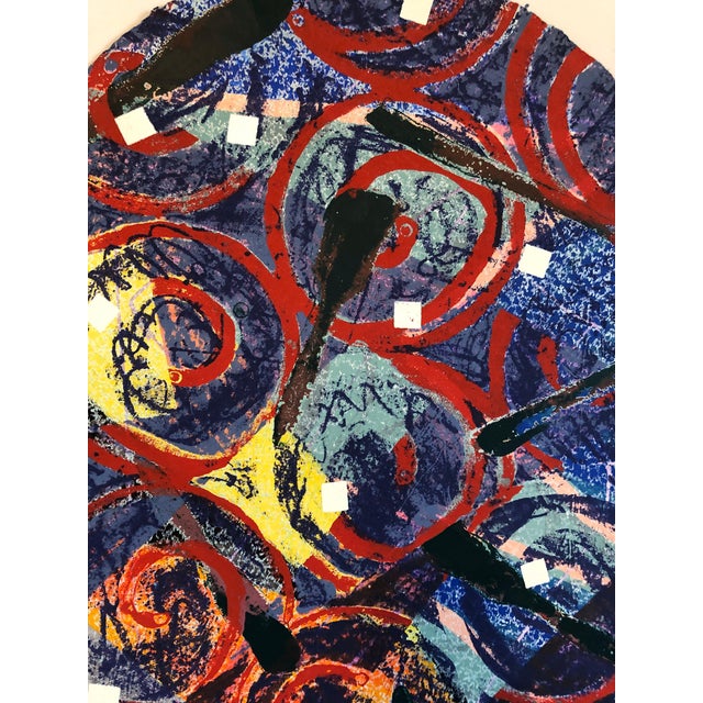 Sandy Kinnee, Abstract Modernist Colorful Mixed Media Art Screen-print on Handmade Paper 6/20, c.1980's For Sale - Image 9 of 11