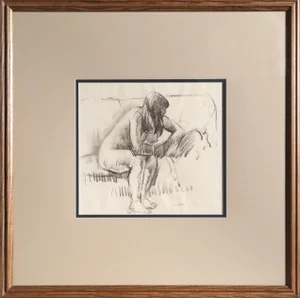 Leon Kroll Seated Nude, Charcoal Drawing by Leon Kroll Circa 1950