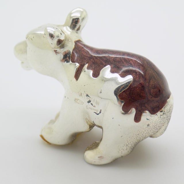 Vintage Italian Sterling Silver 925 Brown Enameled Bear Cub Miniature from Ottaviani, Rome, 1980s For Sale - Image 3 of 11