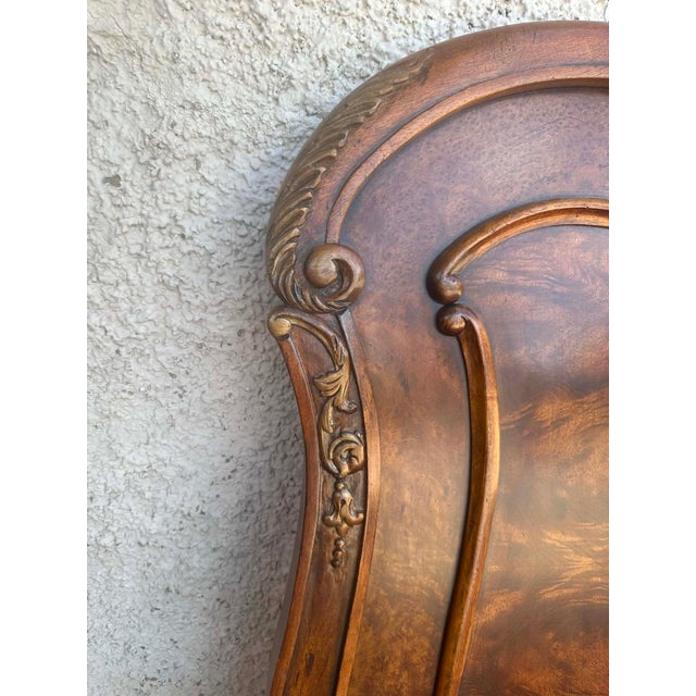 French Provincial Henredon King Size French Provincial Headboard Solid Walnut With Burlwood 83” W X 70.5” H - Late 20th Century For Sale - Image 3 of 6