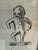 Small black ink sketch depicting the famous Sinnataggen, or “Angry Child,” sculpture from Gustav Vigeland’s sculpture...