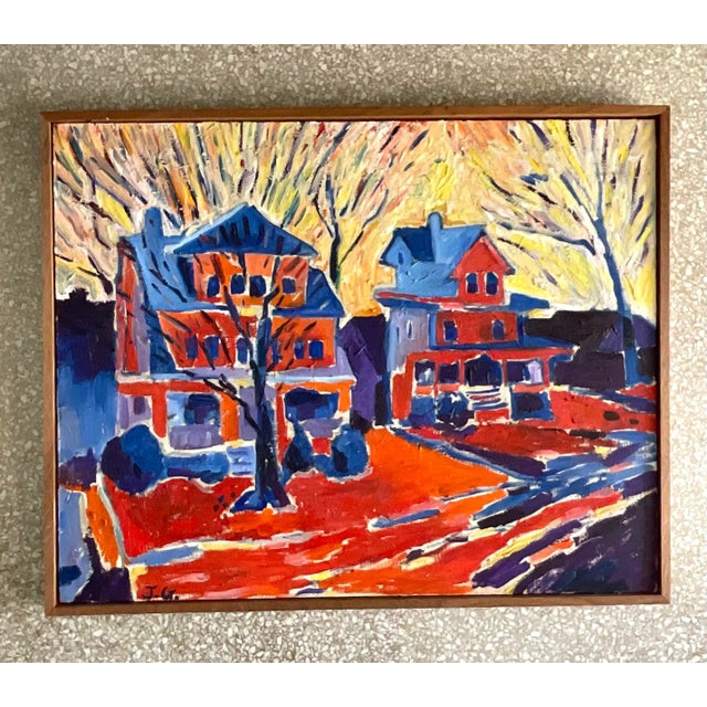 Vintage Boho Signed Original Abstract Expressionist Oil Painting on Canvas For Sale In West Palm - Image 6 of 6