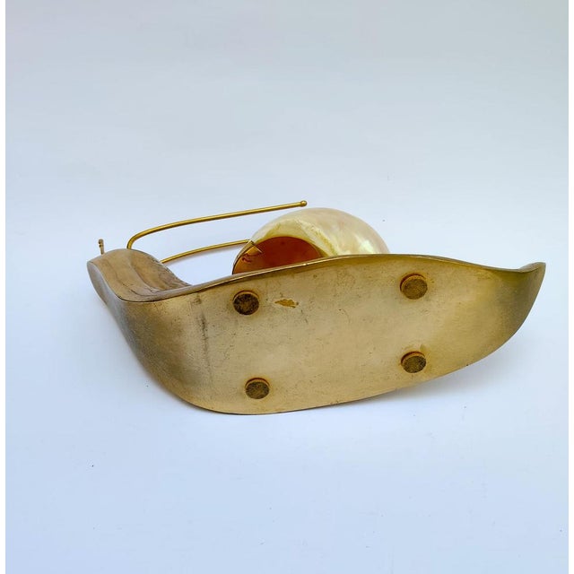 Mid Century Italian Nautical Brass and Shell Snail Art Sculpture from Gabriella Crespi, 1950s For Sale - Image 10 of 11