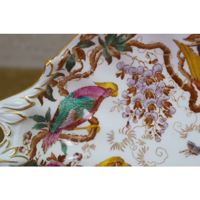 Royal Crown Derby Porcelain Vintage Royal Crown Derby Olde Avesbury Phoenix Footed Dish Compote For Sale - Image 4 of 14