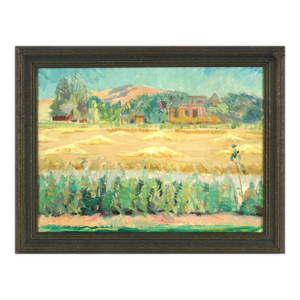 Mid Century Original Oil Impressionist Painting - The Hay Field