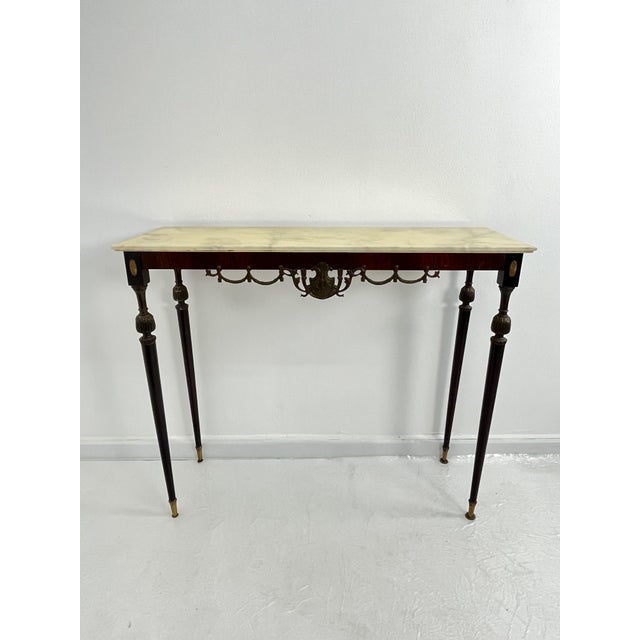 Italian Console Table in Brass and Bronze with Marble Top, 1950s For Sale - Image 12 of 18