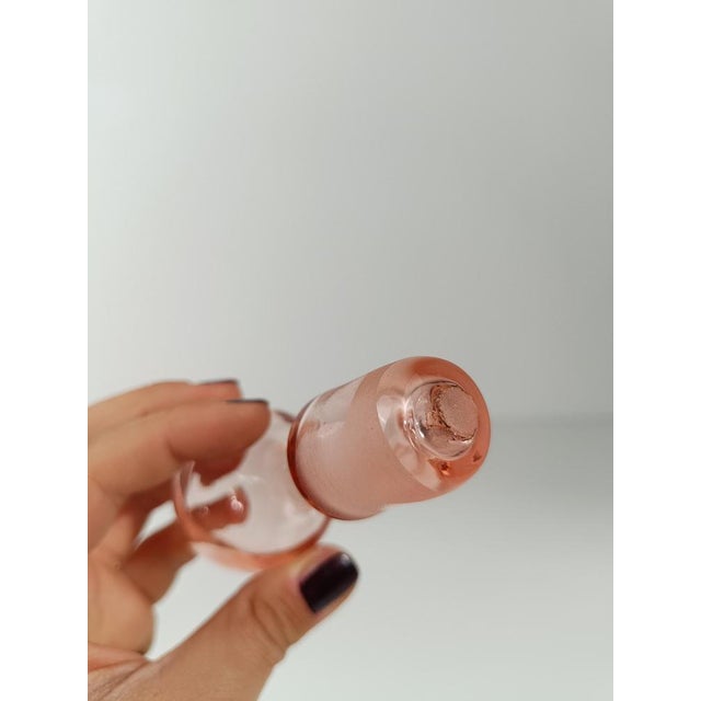Pink Italian Peach Pink Decanters / Bottles in Handblown Glass, 1930s, Set of 2 For Sale - Image 8 of 18