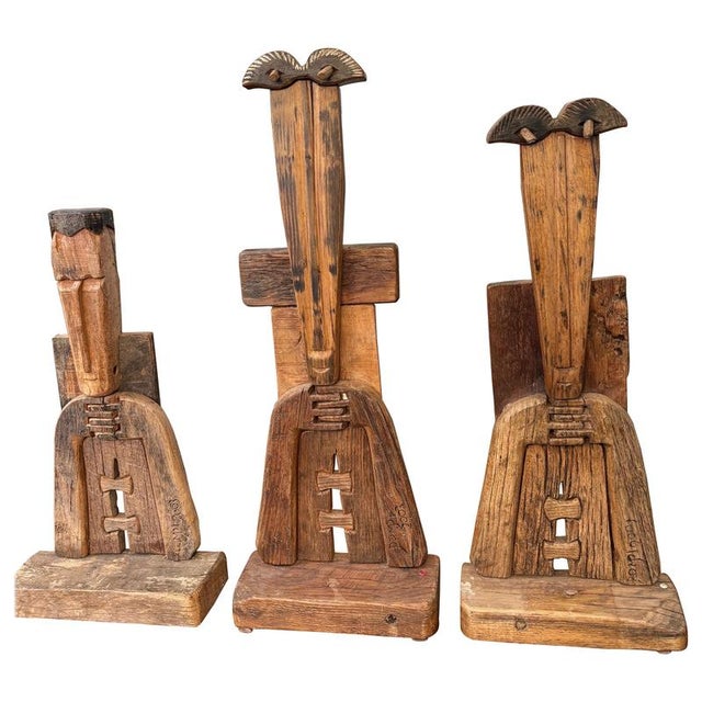 Luciano Bertolotto, Carved Primitive Sculptures, 2003, Wood, Set of 3 For Sale - Image 13 of 13