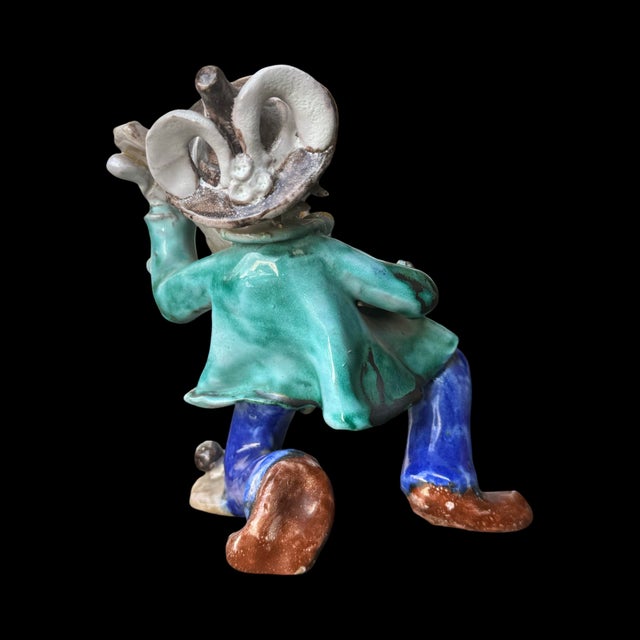 Mid 20th Century Vintage Italian Leopold Anzengruber Musician Figurine – Handcrafted & Painted For Sale - Image 5 of 7