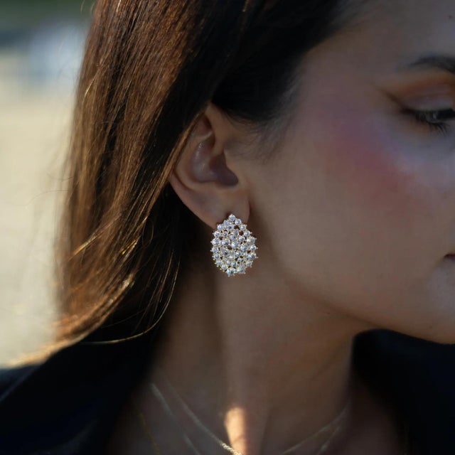 Metal Starlight Bloom Gold Stud Earrings, A Pair For Sale - Image 7 of 9