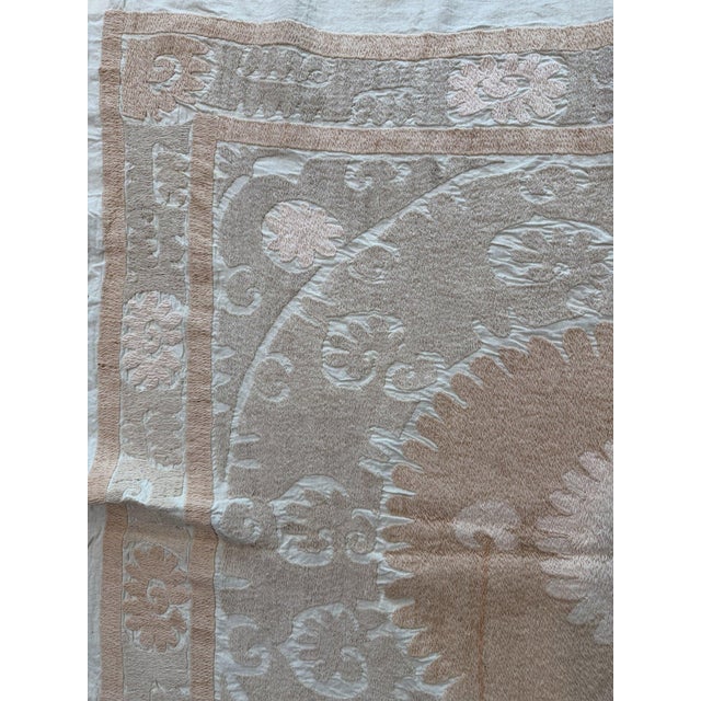 Mid 20th Century Tashkent Suzani Tablecloth 4'4'' X 4'4'' For Sale - Image 9 of 9