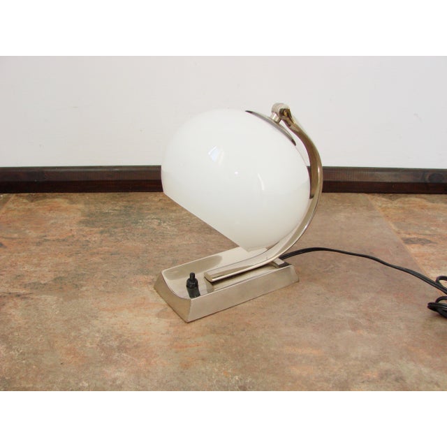 Art Deco Lamp in Nickel-Plated Brass and Glass, 1940s For Sale - Image 6 of 9