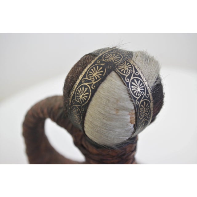 Glass Bottle Covered in Rope of Leather and Hair, 1950s For Sale - Image 9 of 11