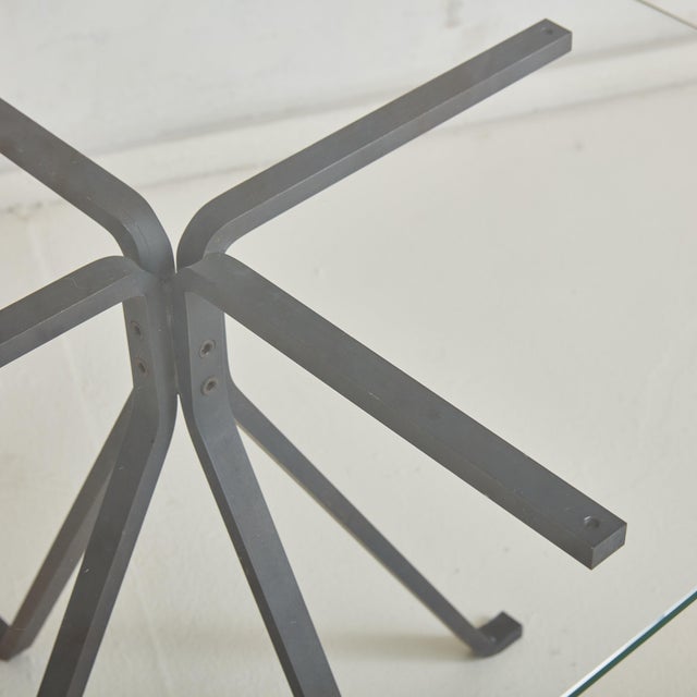 Enzo Mari Petite Iron + Glass Top 'Cuginetto' Coffee Table by Enzo Mari, Italy 1970s For Sale - Image 4 of 11
