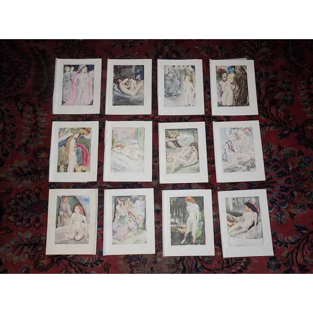 Vintage French Limited Edition Hand Colored Copperplate Engravings-Mariette Lydis-Paris-Set of 12 For Sale - Image 11 of 11
