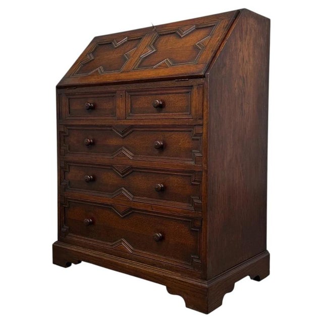 20th Century Jacobean Oak Writing Desk For Sale - Image 3 of 14