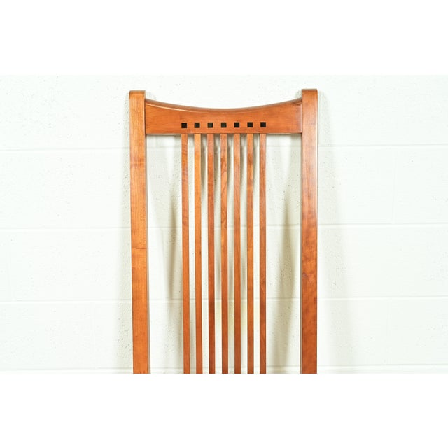 Stickley Arts & Crafts Cherry Wood High Back Spindle Dining Chairs, Set of Four For Sale In South Bend - Image 6 of 13
