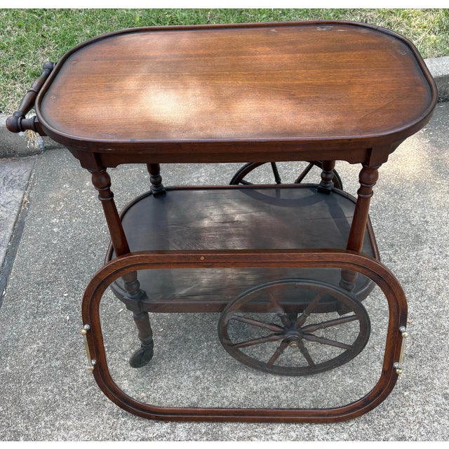 Brown Antique English Tea Cart With Removable Tray For Sale - Image 8 of 9