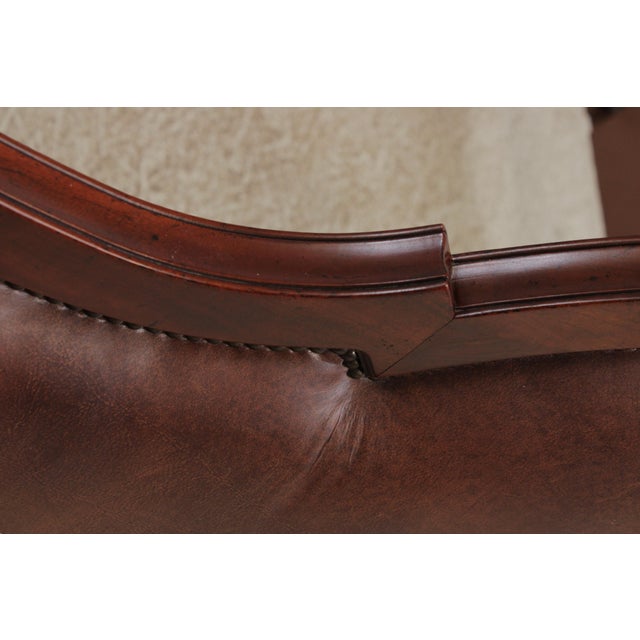 Baker Queen Size Leather Panel Bed For Sale - Image 10 of 15