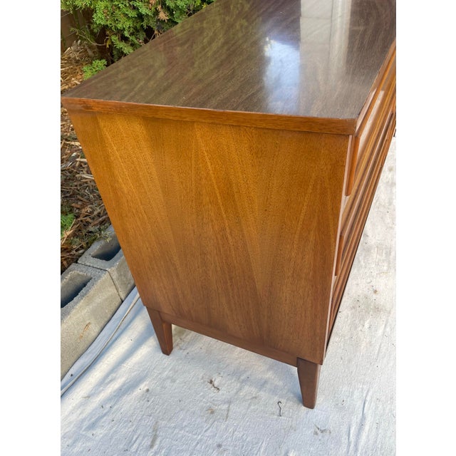 Mid 20th Century Vintage Dixie Furniture Co. Walnut 6-Drawer Lowboy Dresser, Mid-Century Modern For Sale - Image 5 of 10