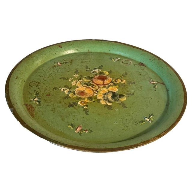 French Geen Tray in Metal, 1970s For Sale - Image 12 of 12