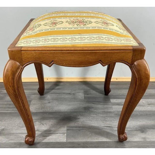 Brown Vintage French Louis Style Oak Ottoman For Sale - Image 8 of 10