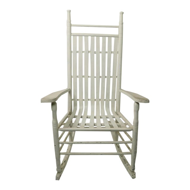 Rustic Porch Rocking Chair in Peely Paint Finish For Sale