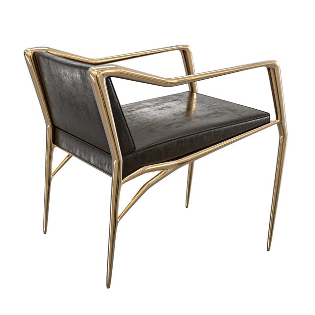 Not Yet Made - Made To Order "Inizio" Dining Room Chair With Bronze and Tailor Made Leather For Sale - Image 5 of 6