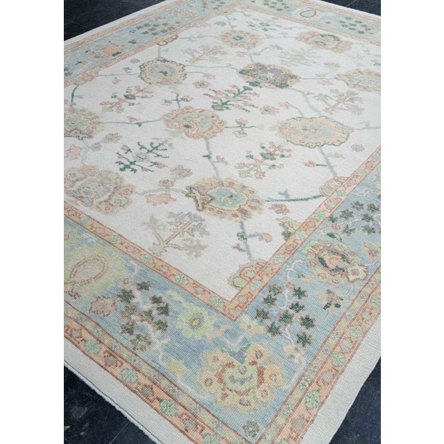 Blue Turkish Oushak Rug 8'4" x 10'2" #20429 For Sale - Image 8 of 8