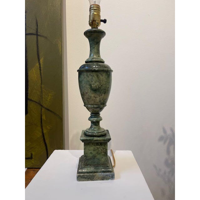 Vintage Green Marble Urn Form Table Lamps — a Pair For Sale - Image 4 of 12
