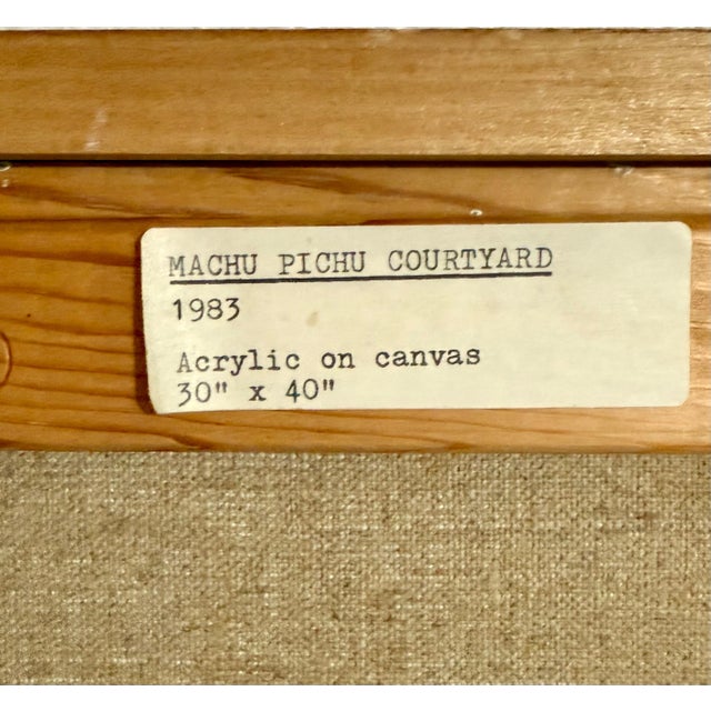 Green Marius Sznajderman, Large Venezuelan Modernist Abstract Oil Painting Machu Picchu Marius Sznajderman, 1983 For Sale - Image 8 of 9