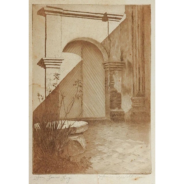 San Luis Rey Mission Etching by Homer R Williams For Sale - Image 4 of 4