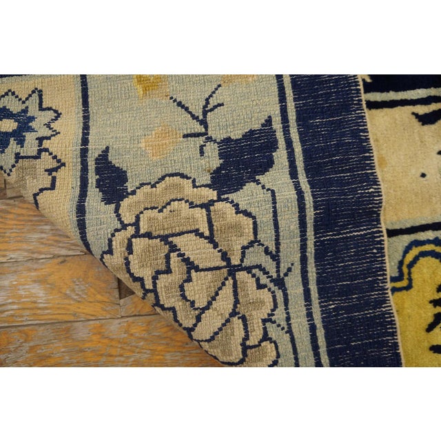 1880s Blue Navy Open Field Chinoiserie Pattern Antique Chinese Peking Rug For Sale - Image 12 of 12