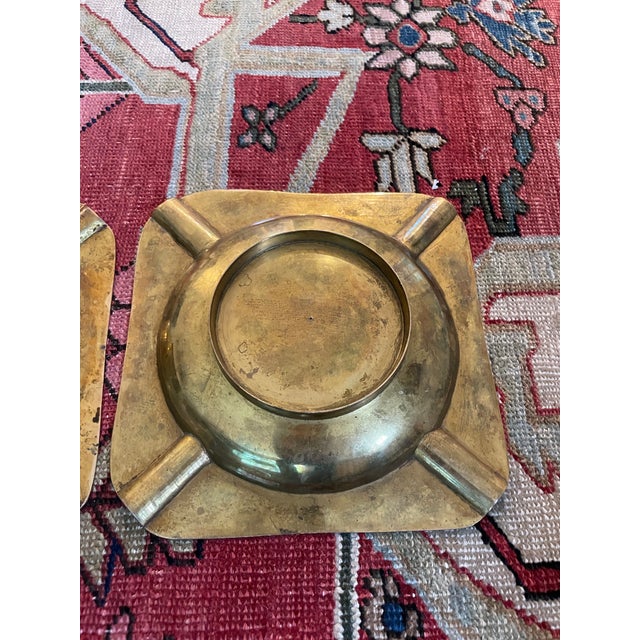 Pair of Vintage Etched Brass Ashtrays For Sale In New York - Image 6 of 9