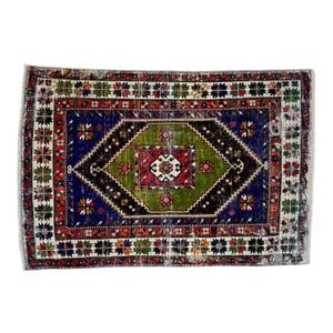 Distressed Colorful Vintage Turkish Rug , 5'8" X 8'4"