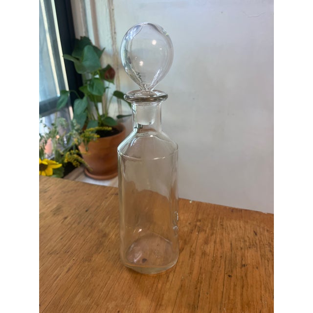 Antique Hand Blown Glass Decanter With Agave Leaf and Beautiful Globe Top For Sale - Image 13 of 14