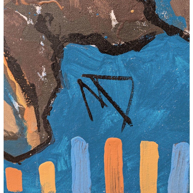 2020s The Bear and the Blue BIrd Modern Whimsical Folk Art Painting by Mikel Davison For Sale - Image 5 of 8