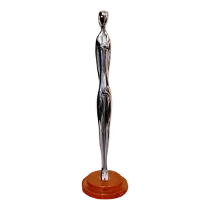 Mid 20th Century Art Deco Modernist Chrome Figurative Female Sculpture in the Style of Hagenauer