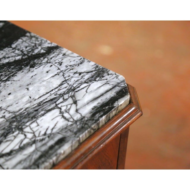 Brown Pair of 19th Century French Louis Philippe Mahogany Marble-Top Nightstands For Sale - Image 8 of 12