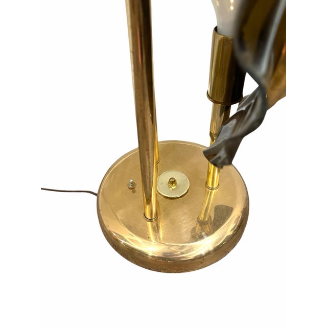 Metal Mid 20th Century Mid-Century Modern Italian Murano Style Brass Palm Leaf Floor Lamp For Sale - Image 7 of 7