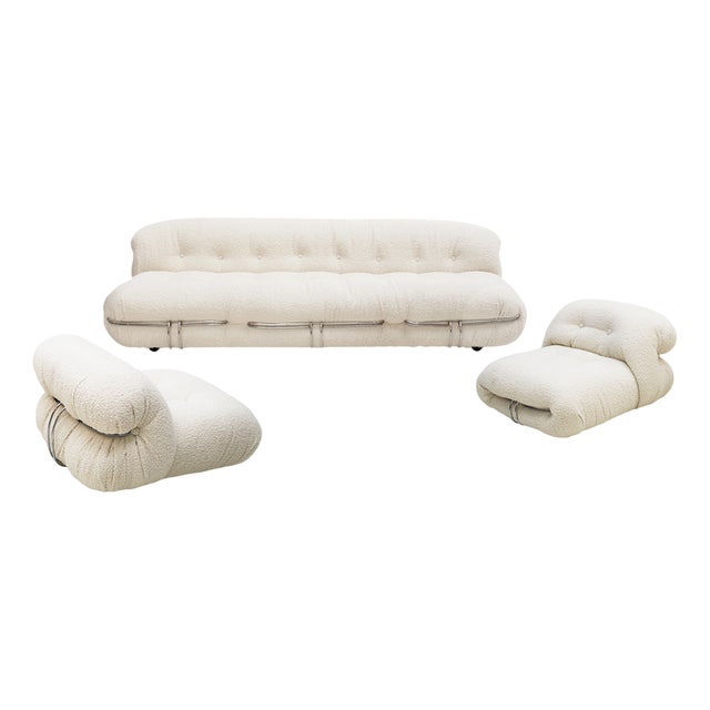 Vintage Soriana Sofa and Chairs by Tobia Scarpa, Set of 3 For Sale