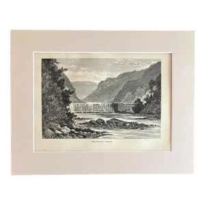 Antique 1874 Wood Engraving "Breakwater, Ramapo " NJ in 11x14 Frame-Ready Mat