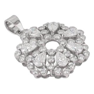 Moissanite Open Center Snowflake Flower Pendant in Solid Silver For Sale