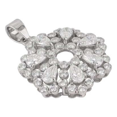 Moissanite Open Center Snowflake Flower Pendant in Solid Silver For Sale