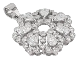 Moissanite Open Center Snowflake Flower Pendant in Solid Silver