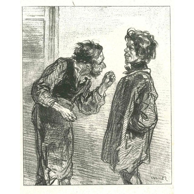 Paul Gavarni, The Conversation, Original Lithograph, 1881 For Sale