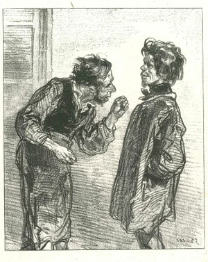 Paul Gavarni, The Conversation, Original Lithograph, 1881