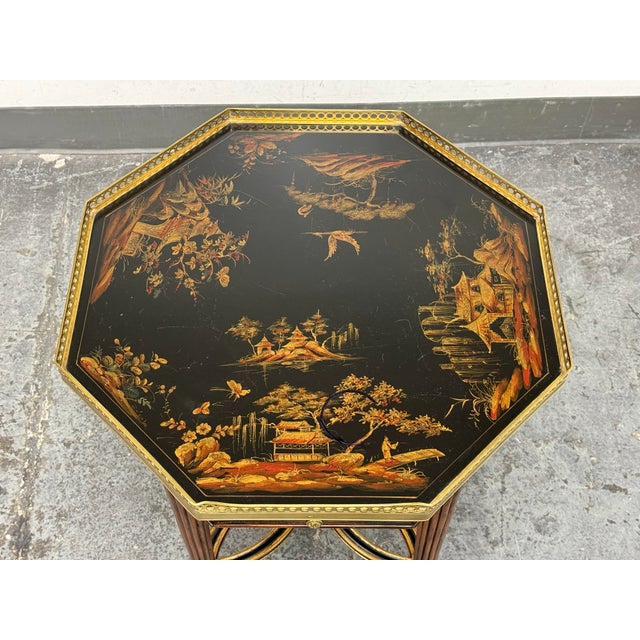 Late 20th Century Henredon Chinoiserie Octagonal Accent Table, Vintage For Sale - Image 5 of 12