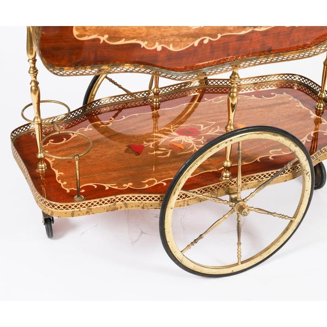 Mid-Century Italian Marquetry Drinks Trolley, Sorrento, 1960s For Sale - Image 9 of 18